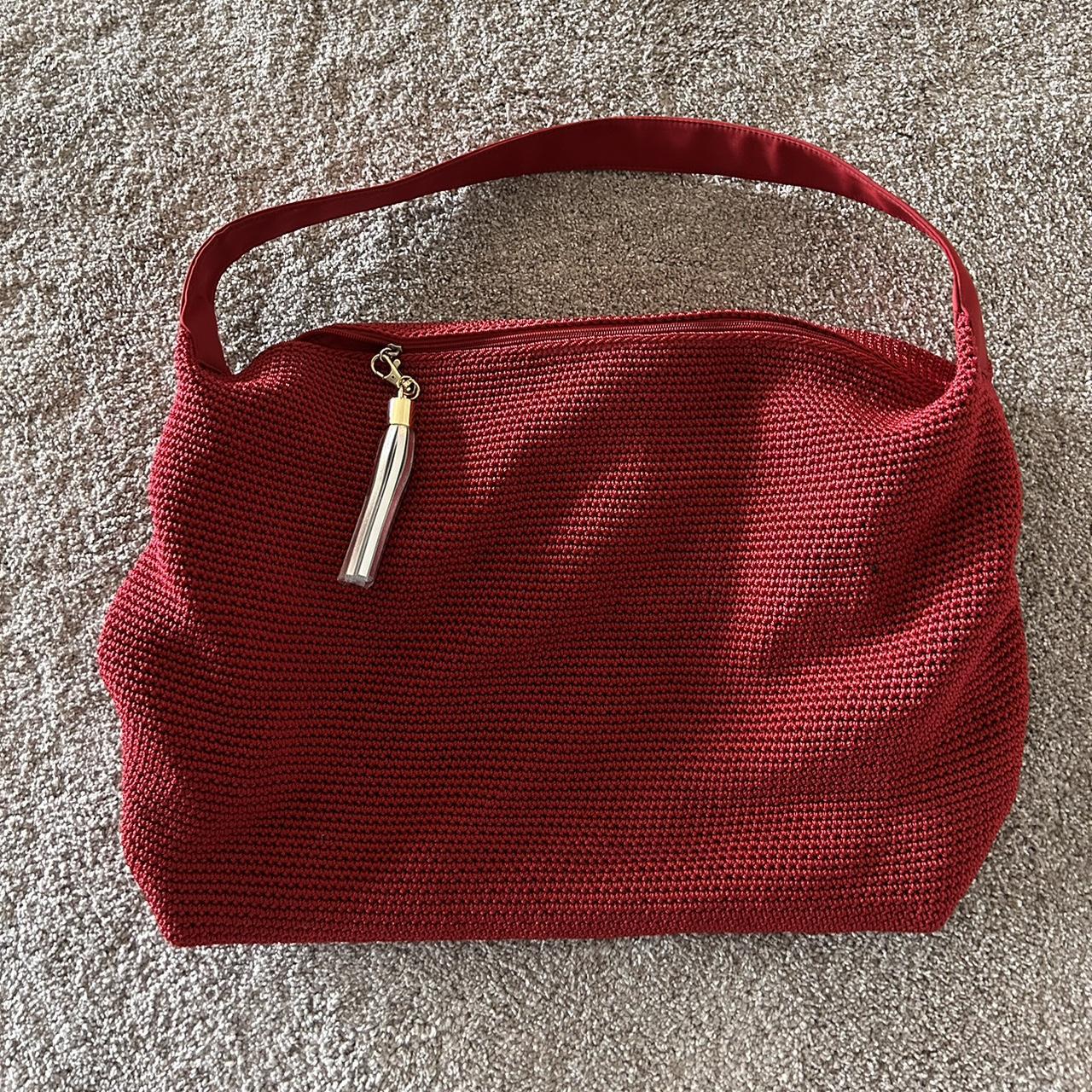 The SAK red knit bag. Very sturdy beautifully