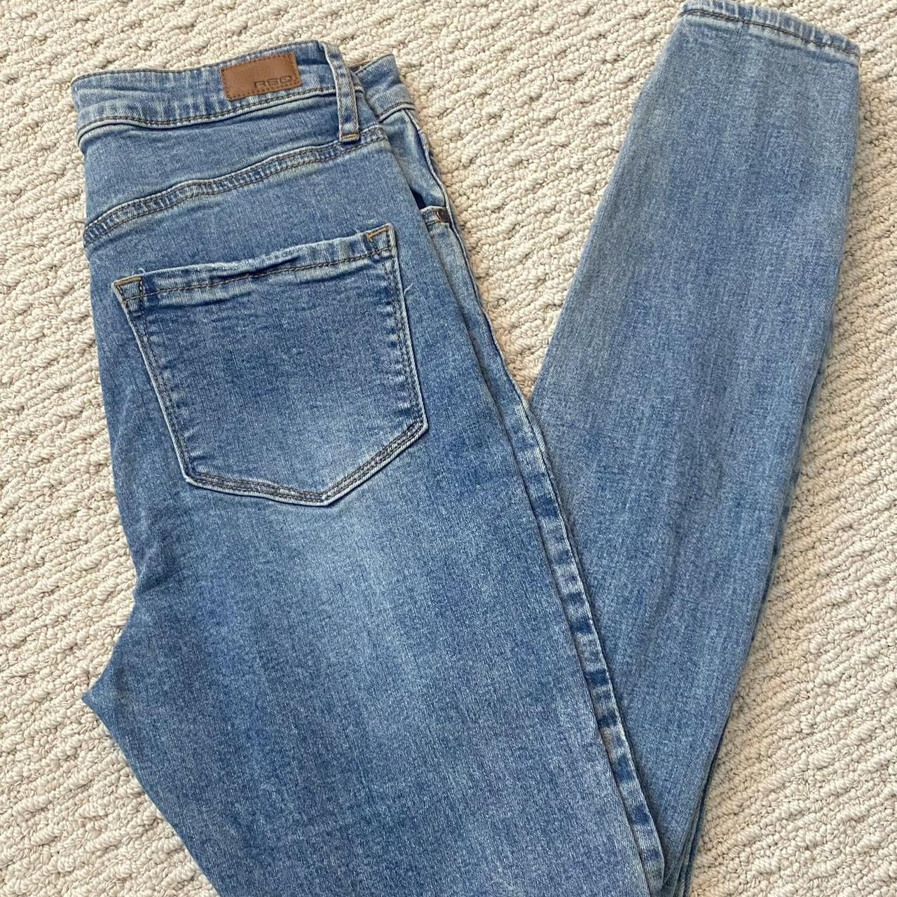 Blue RSQ super high rise jegging jeans with a worn... - Depop