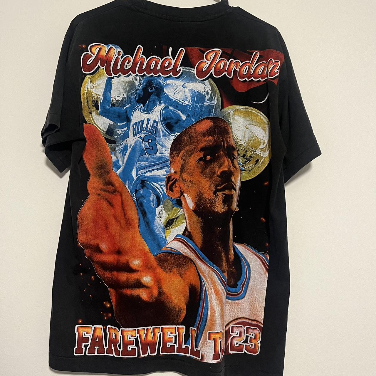 rare Michael Jordan farewell to 23 big face aop rap... - Depop