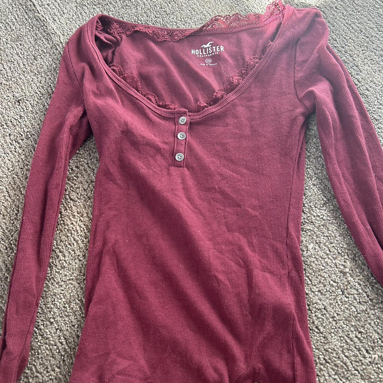 Hollister Maroon Long sleeve Size XXS but can fit up... Depop