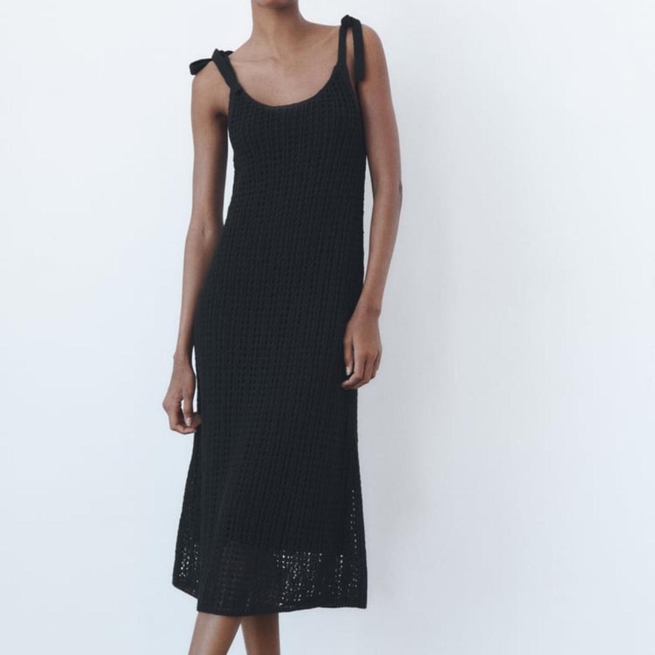 Zara black crochet dress Size large New never worn Depop