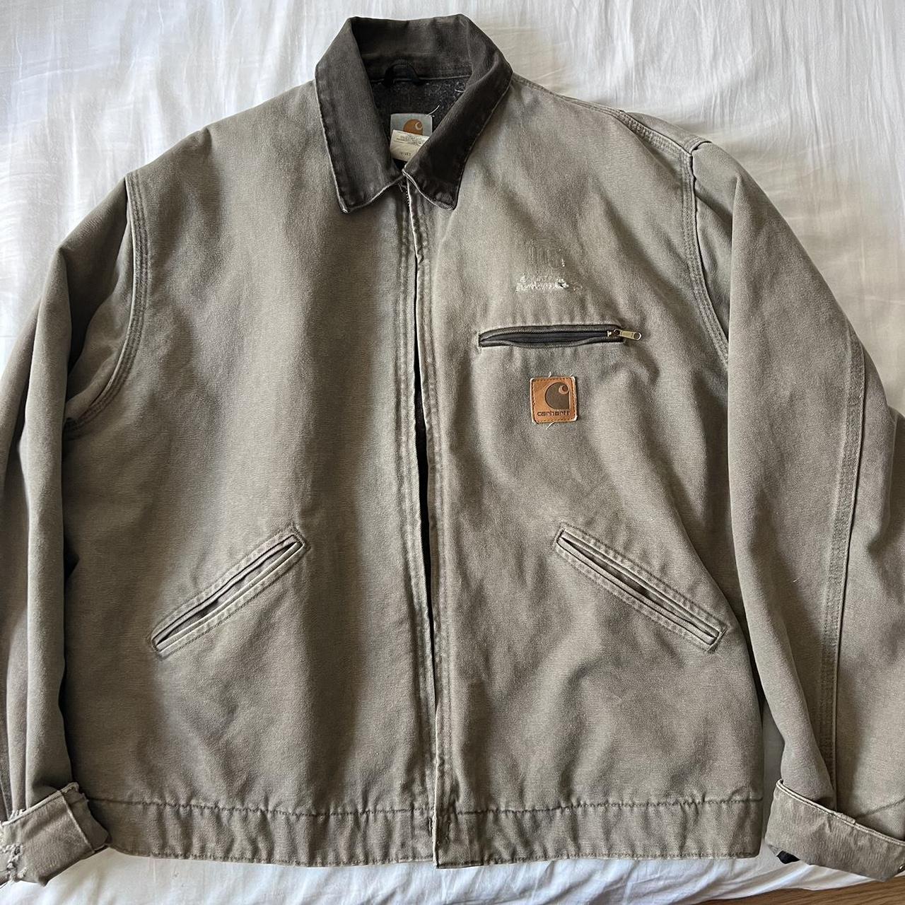 Vintage Carhartt J97 DES Detroit Jacket Grey XL In... - Depop