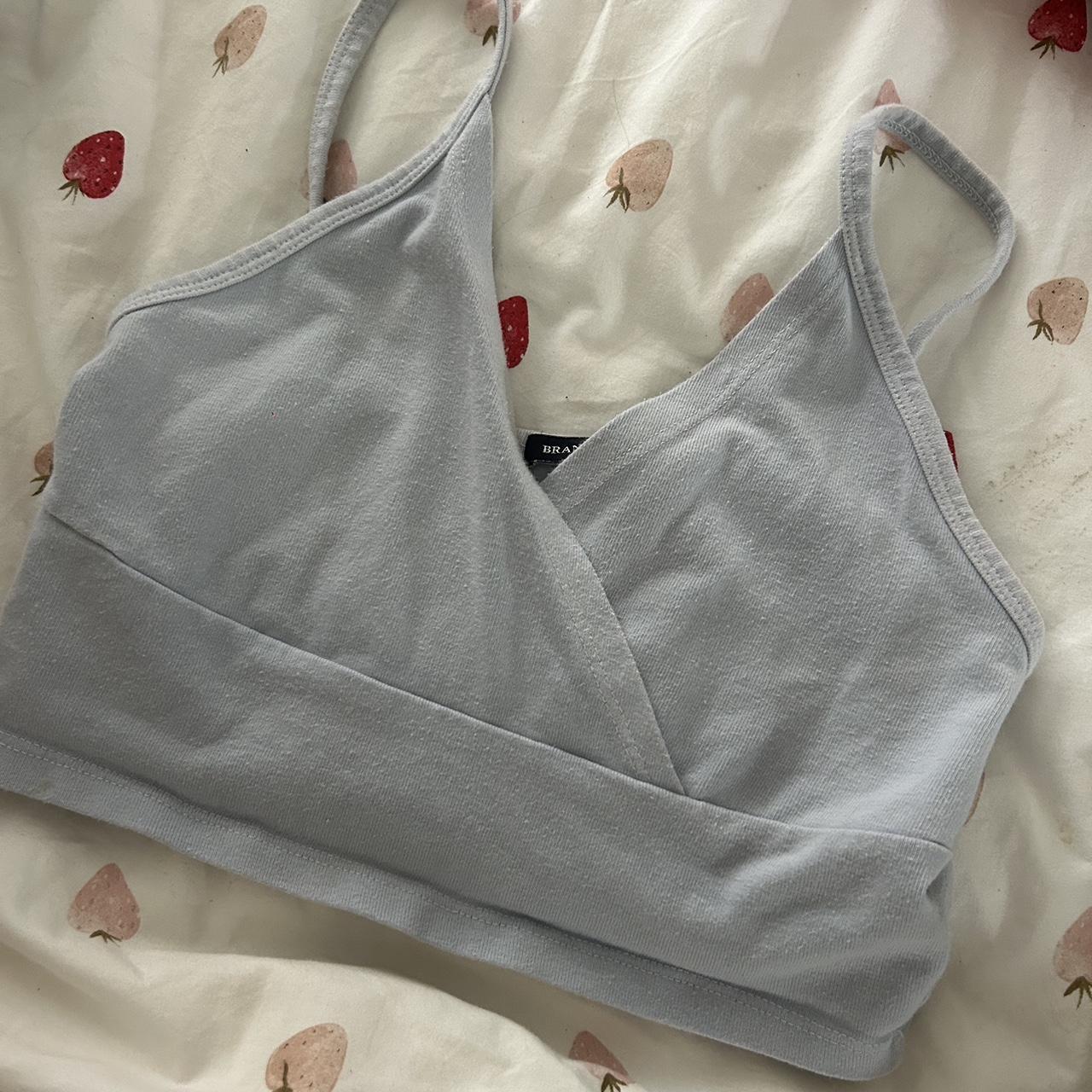 Brandy Melville baby blue cross front top🫶🏻 One size,... Depop