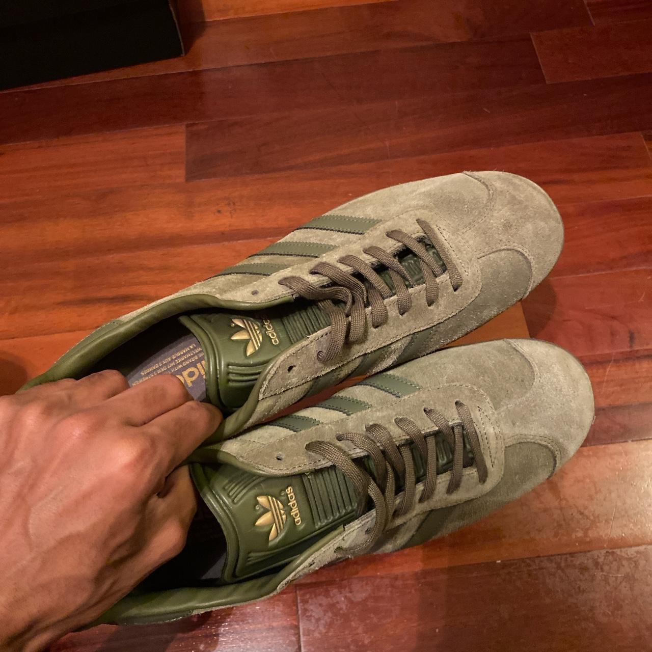 Adidas Gazelle olive green shoes. Worn only a few... - Depop