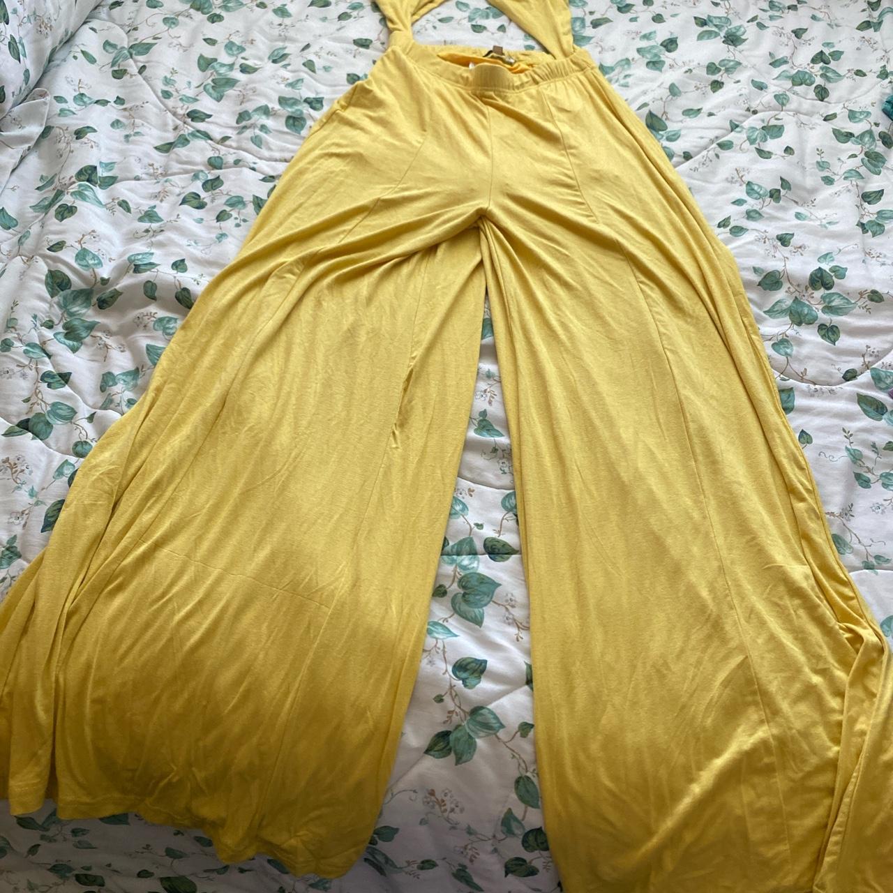 Fashion Nova Women's Yellow Jumpsuit Depop