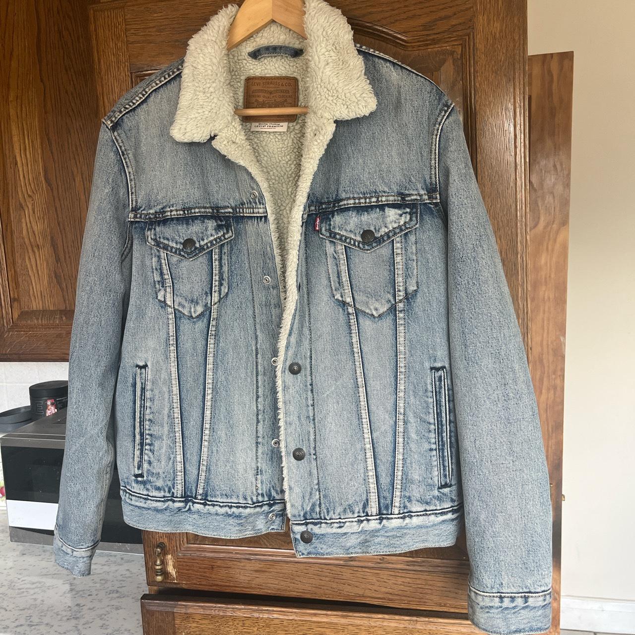 Levi’s sherpa trucker denim jacket Medium size In... - Depop