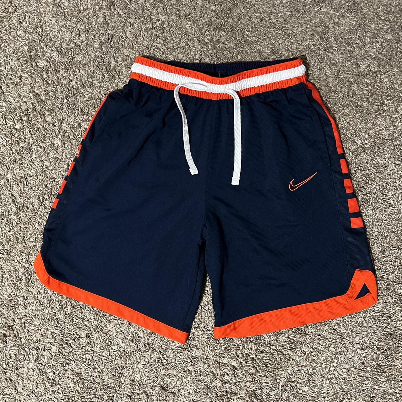 Nike Men's Orange and Navy Shorts | Depop