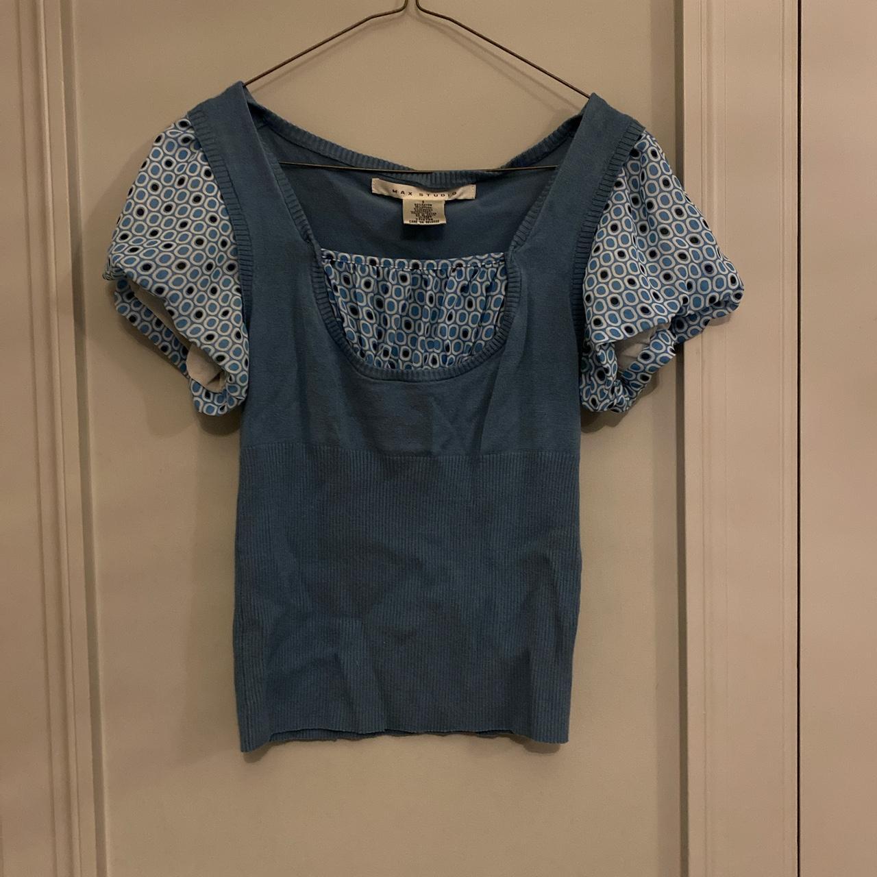 Max Studio Womens Blue Blouse Depop