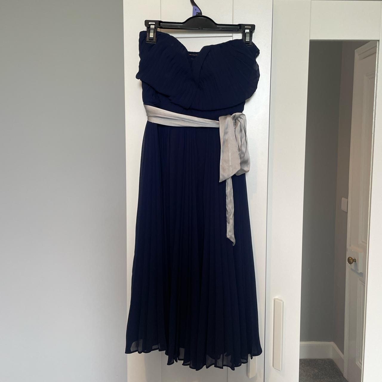 Monsoon navy blue chiffon dress Size: Depop - Main Image