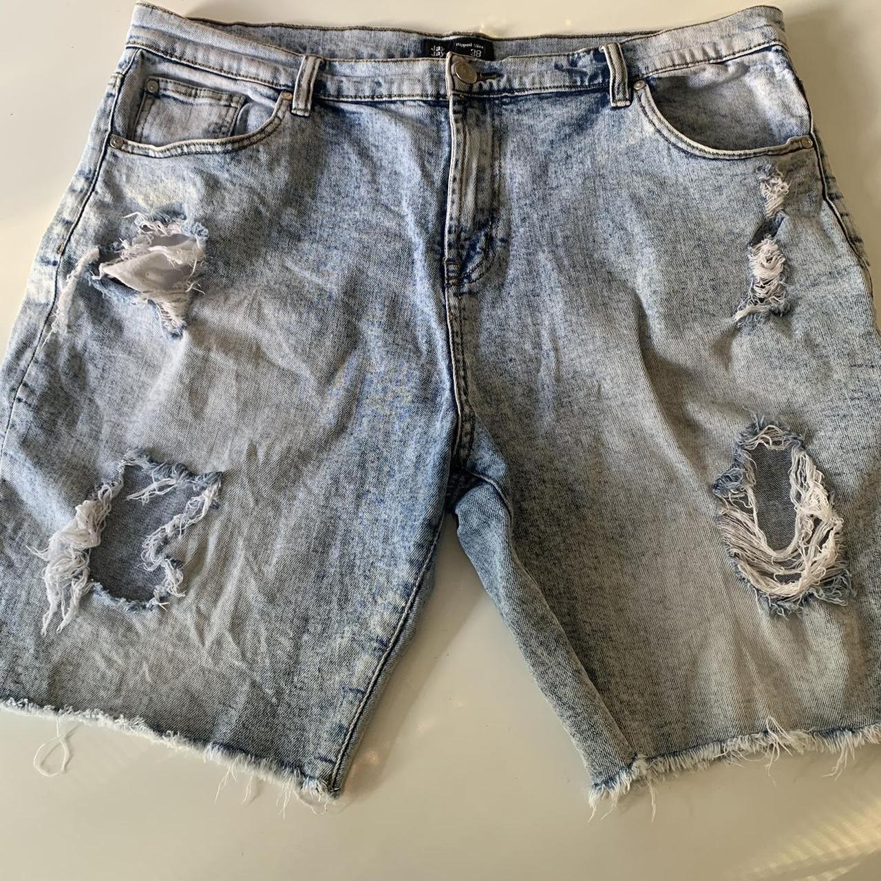 Jay Jays Distressed Ripped Slim Denim Shorts Size... Depop