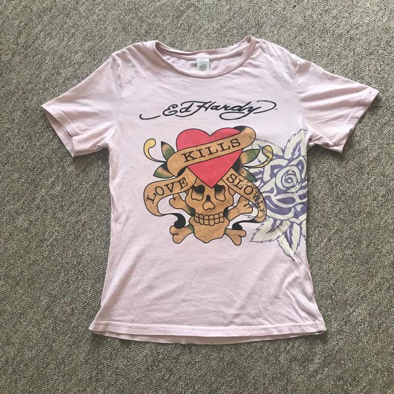 Cute pink Ed hardy top size 8 #y2k #edhardy... - Depop