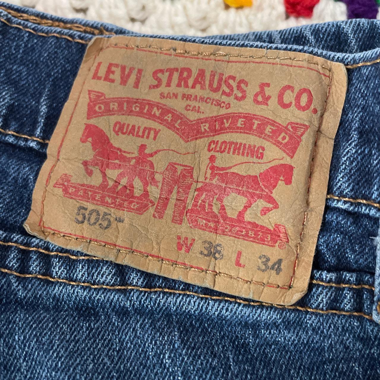 Classic dark-wash vintage 505 Levi’s 38x34 slim,... - Depop