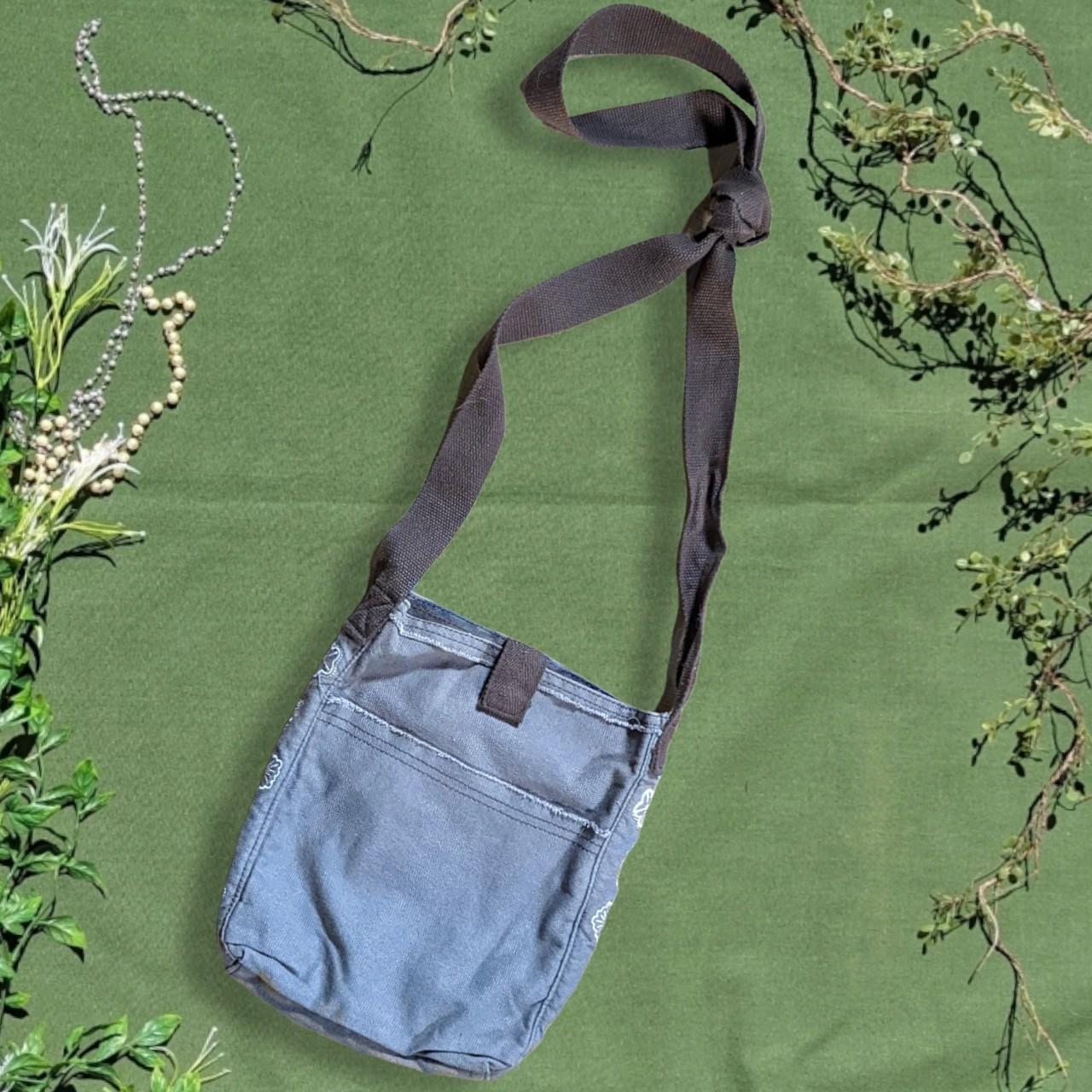 embroidered canvas messenger bag slate gray bag... Depop