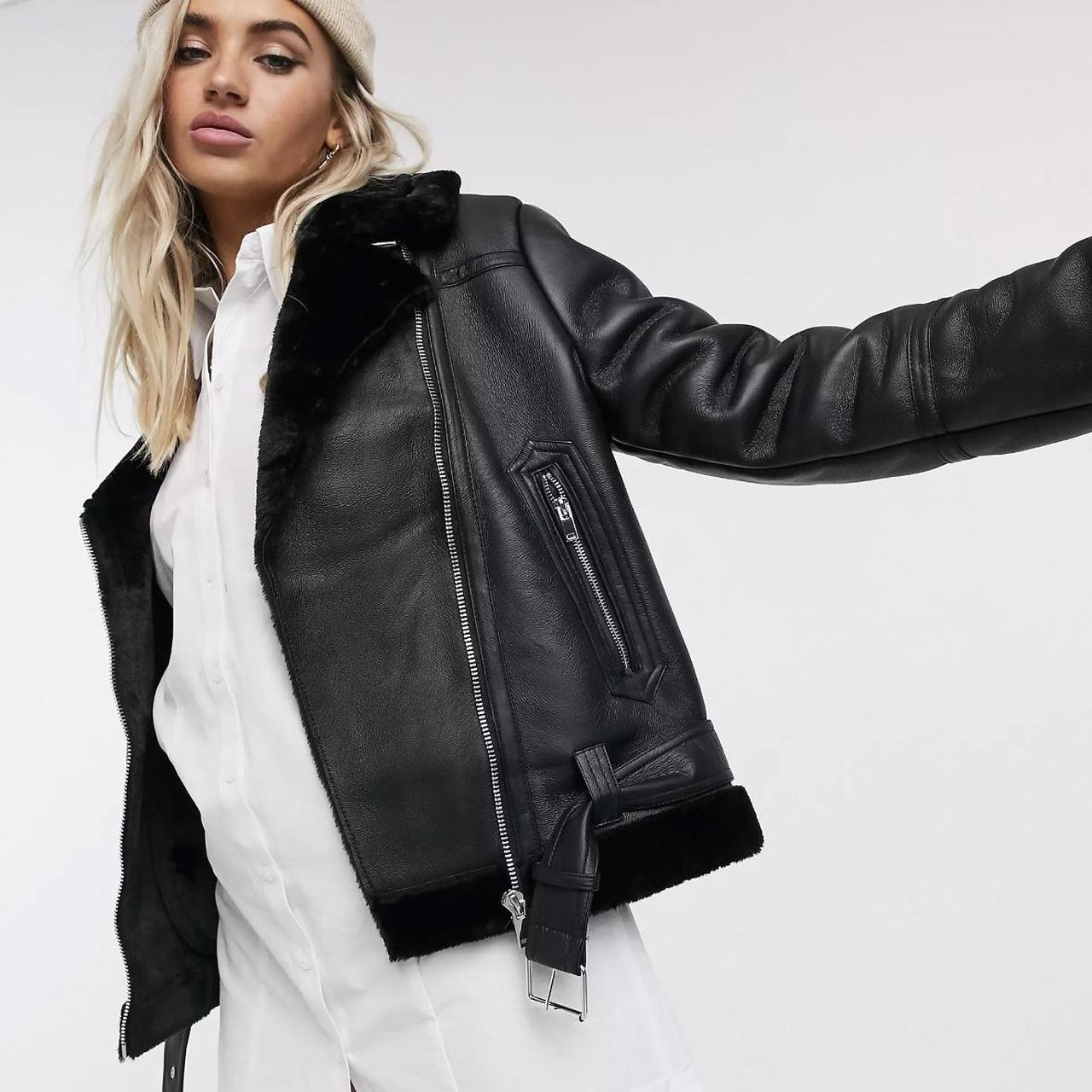 Leather biker sale jacket topshop