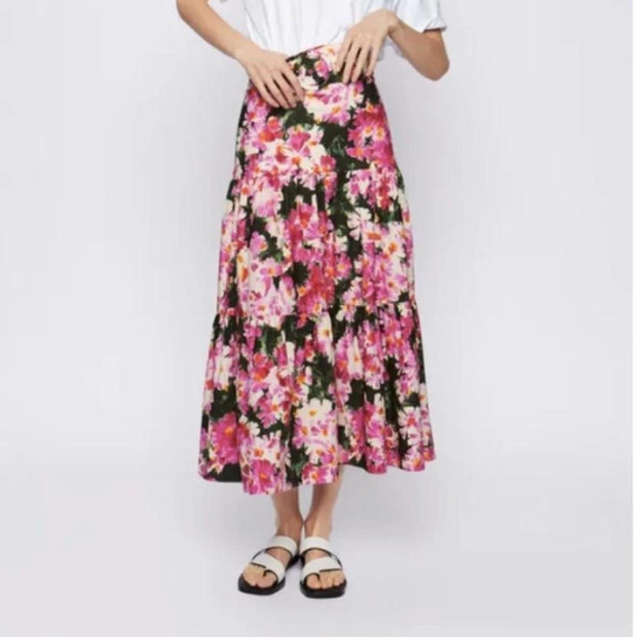 Zara long floral rose printed belted ruffle Depop