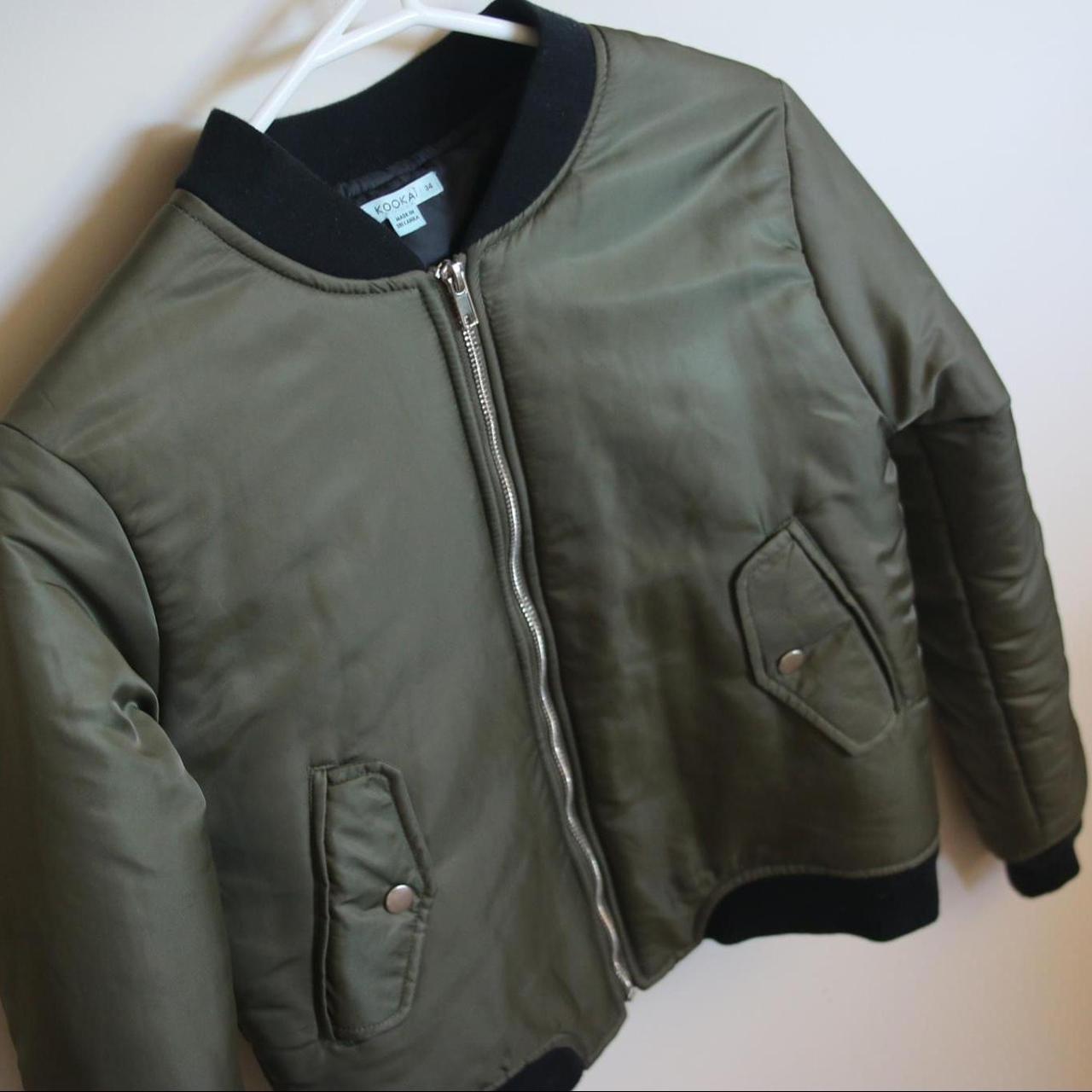 Kookai Khaki Bomber Jacket Size 34 Purchased for... - Depop