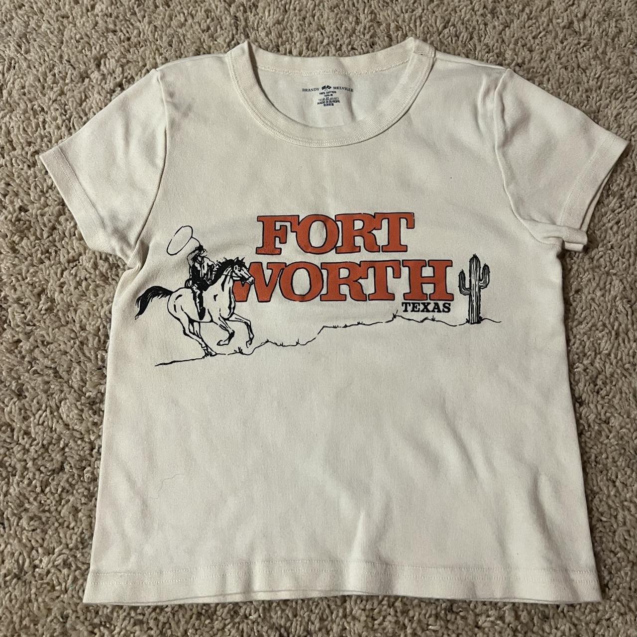 cream brandy melville baby tee! has a fort worth... Depop