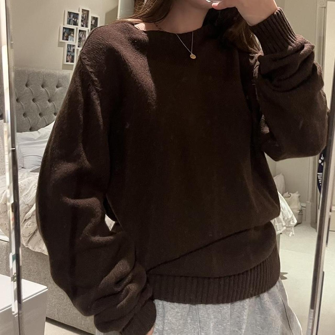 Brandy Melville oversized knit brown jumper - Depop