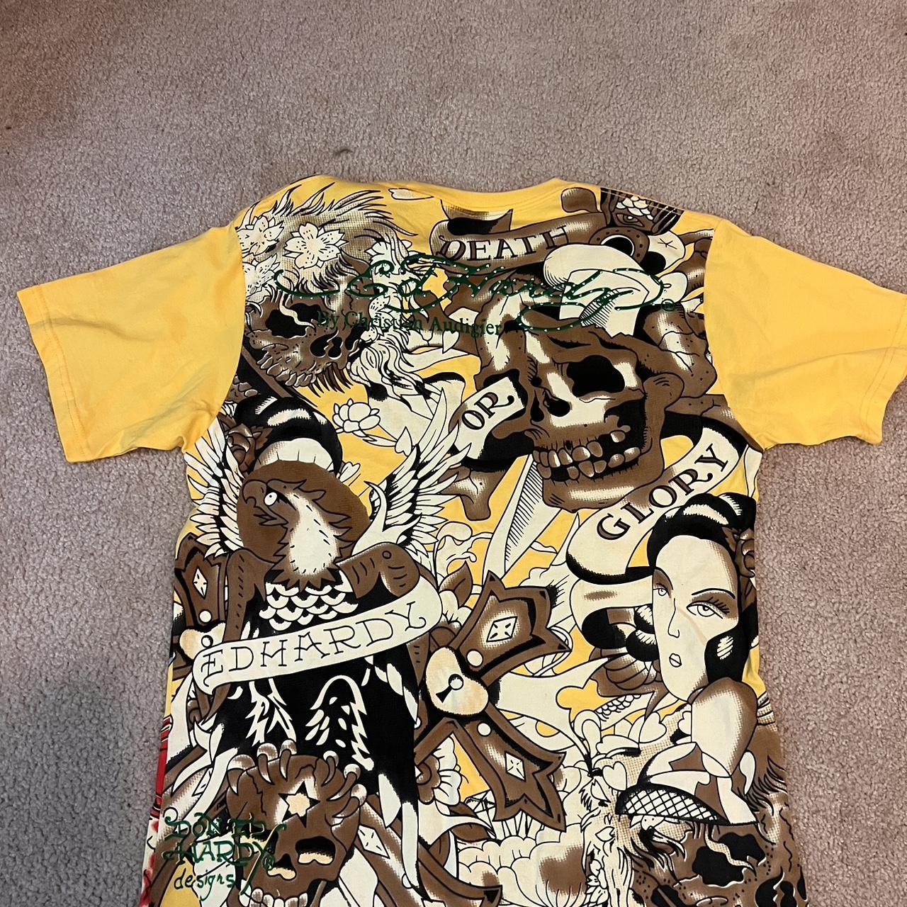 Ed Hardy Men's Yellow T-shirt | Depop