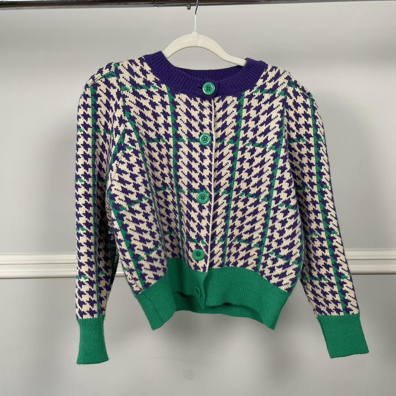 Women's Green and Purple Cardigan | Depop