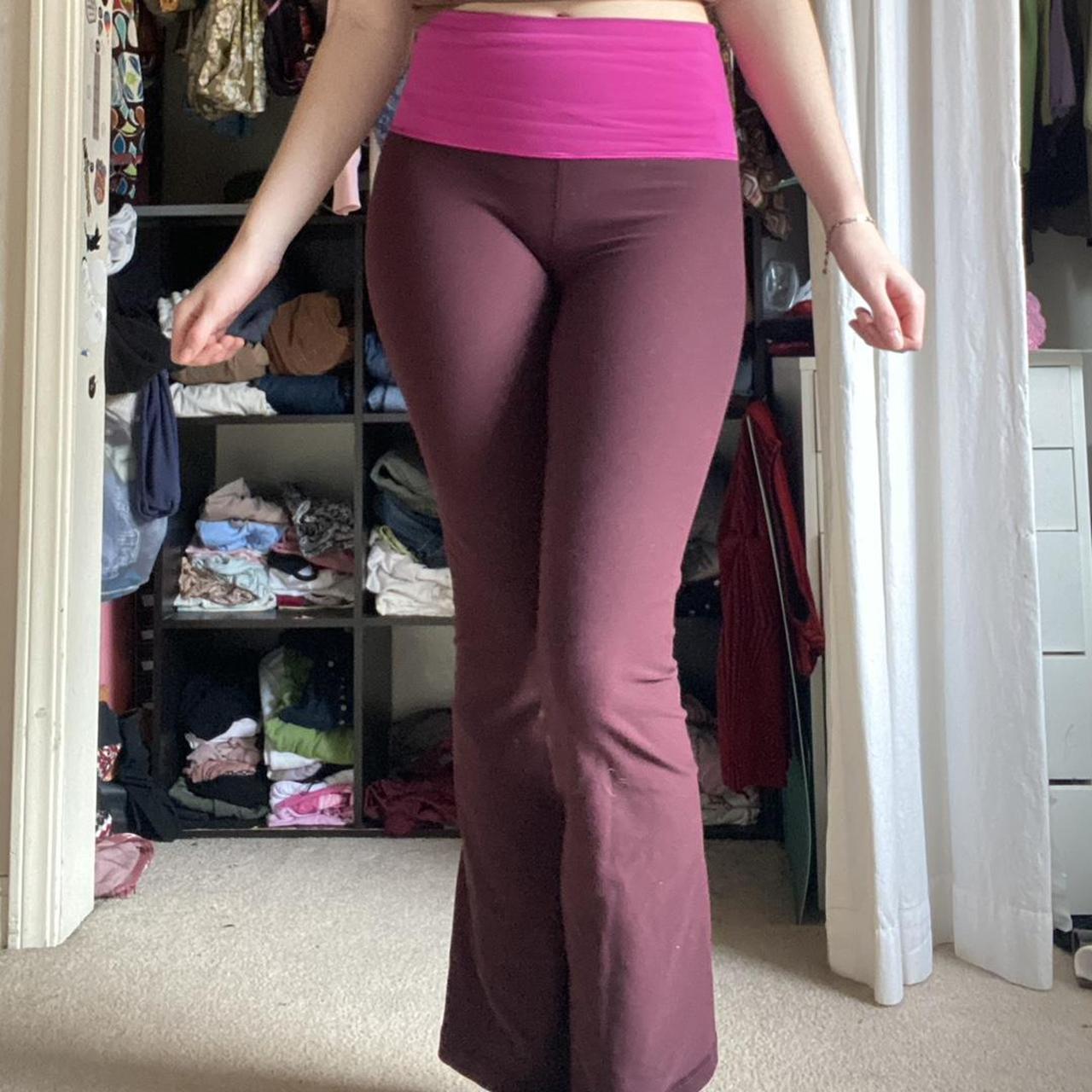 burgundy rose Lululemon fold over leggings - Depop