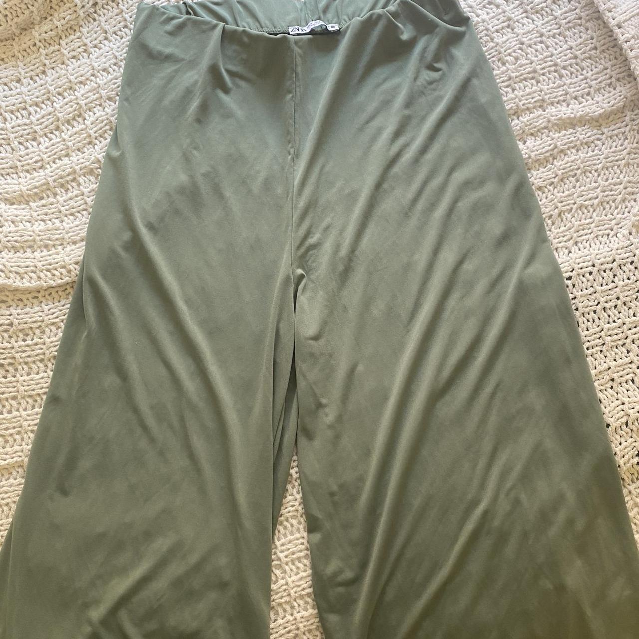 Womens Zara Nylon Blend Pants Sage Green Size: - Depop