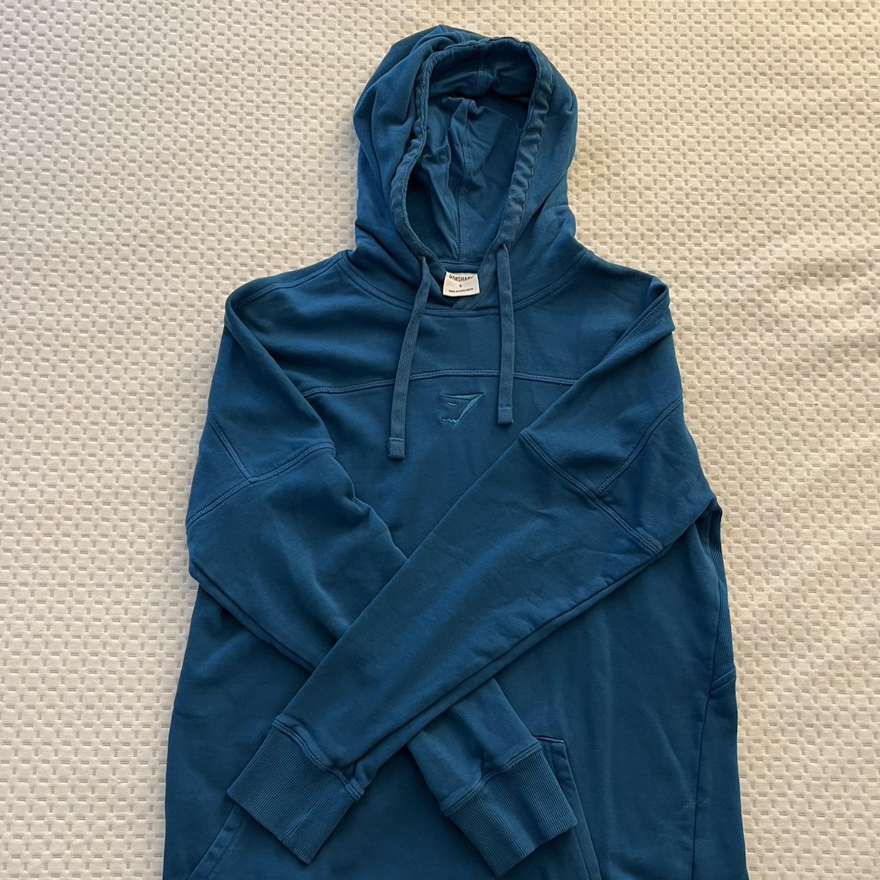 Gymshark Men's Navy and Blue Sweatshirt Depop