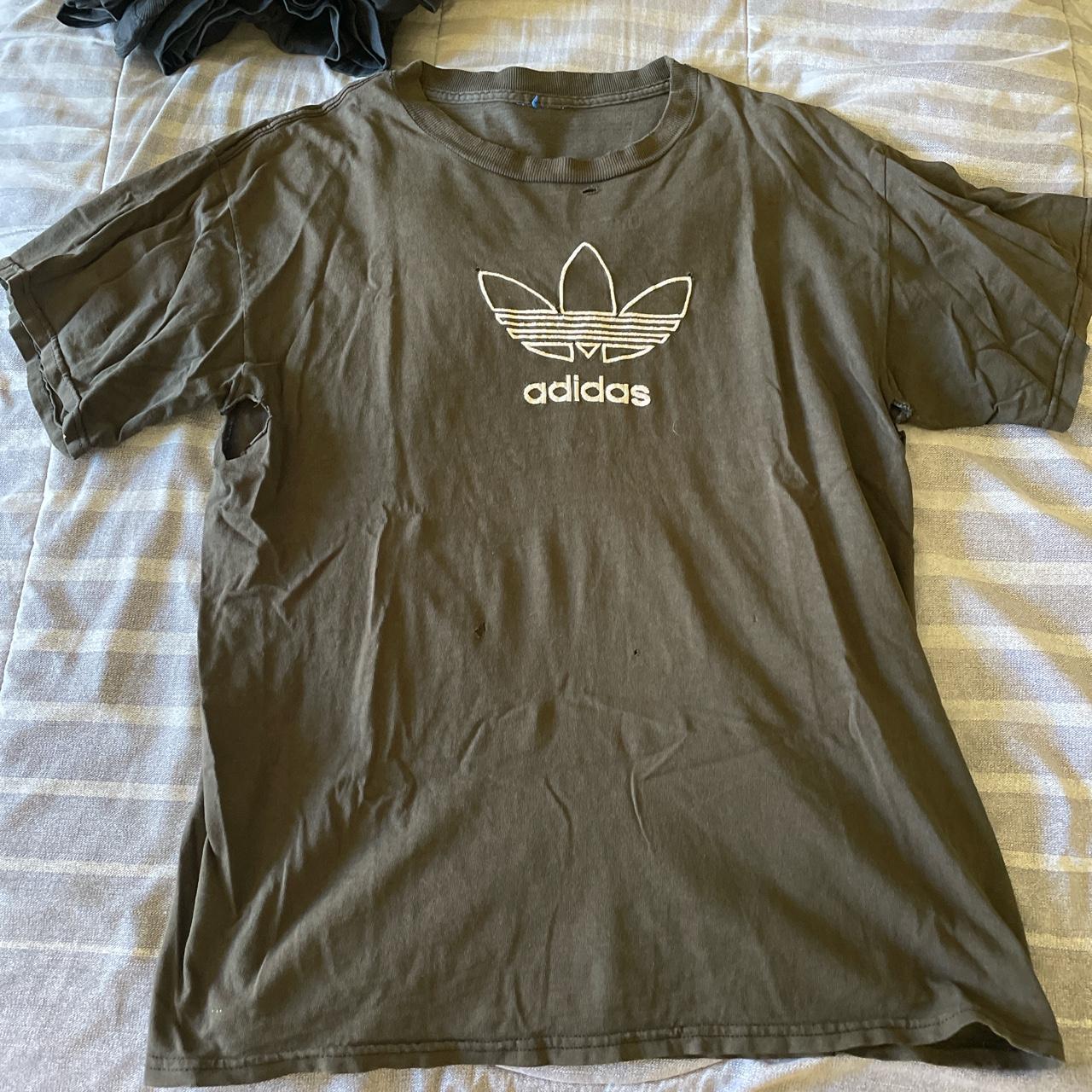 Thrashed and faded adidas embroidered logo tee. No... - Depop