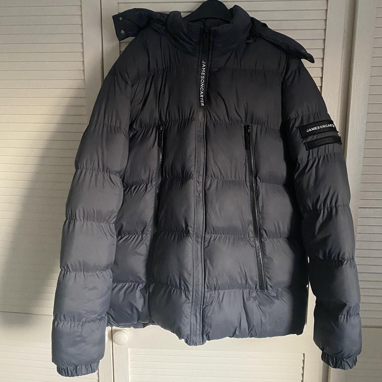 Jameson Carter Puffer Jacket Navy Grey Size: L - Depop