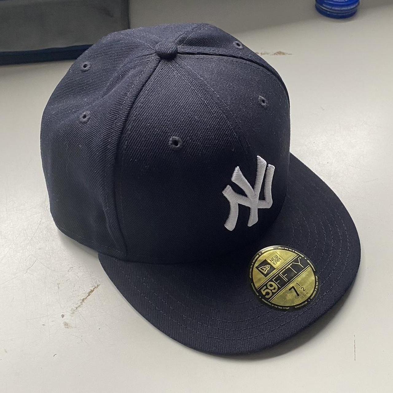 Navy new era fitted cap New York yankees size 7 1/2.... - Depop