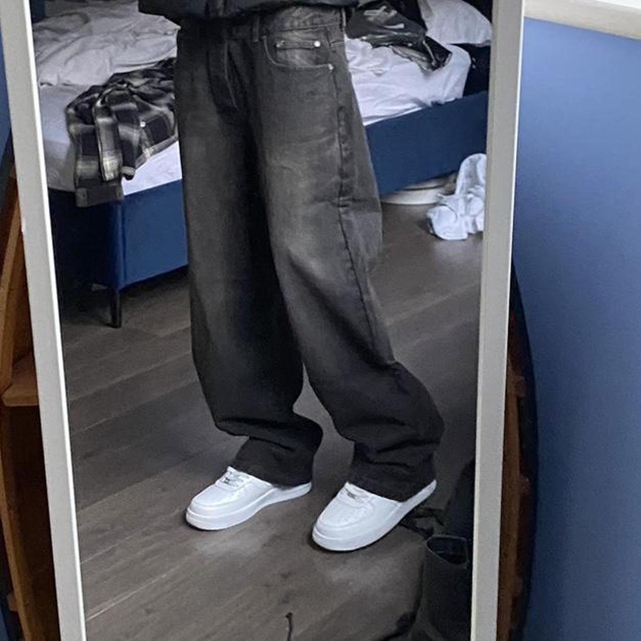 Black baggy jeans, size W34 modelled on 6ft W32.... Depop