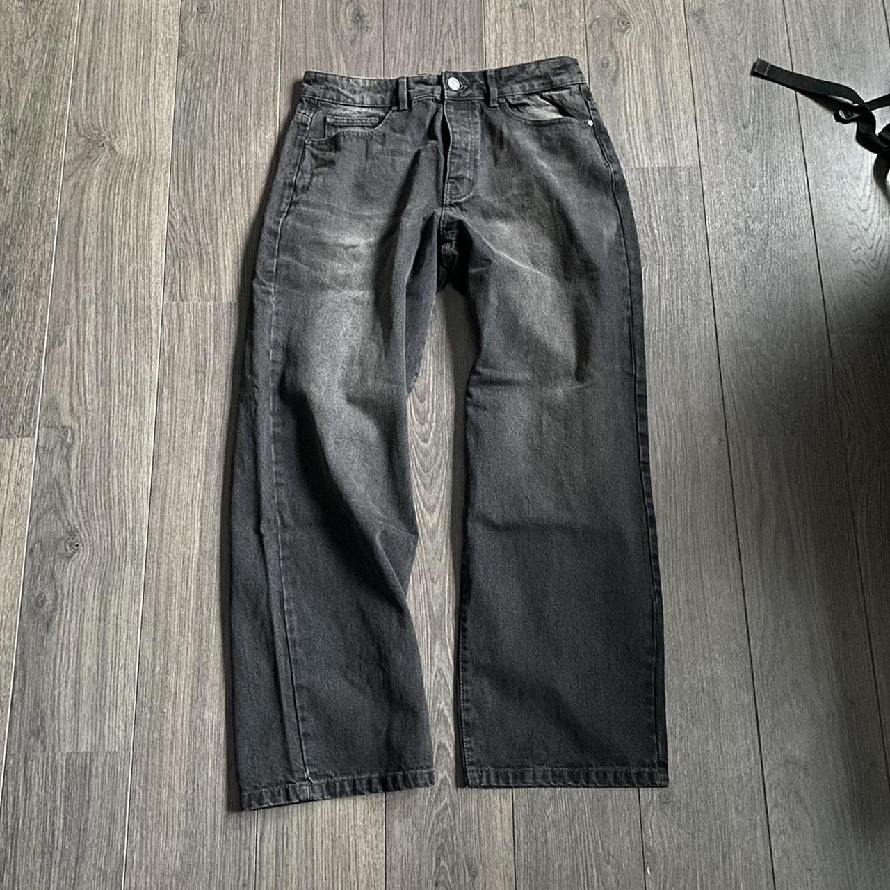 Black baggy jeans, size W34 modelled on 6ft W32.... - Depop