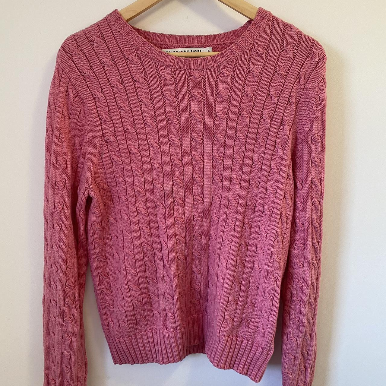 Tommy Hilfiger pink knitted jumper. Round neck,... - Depop