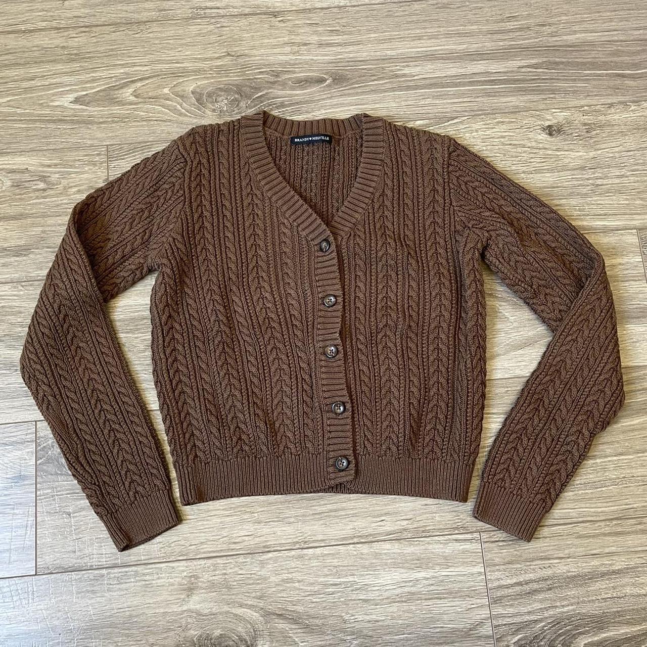 Brandy melville brown cable knit cardigan Warm and... Depop