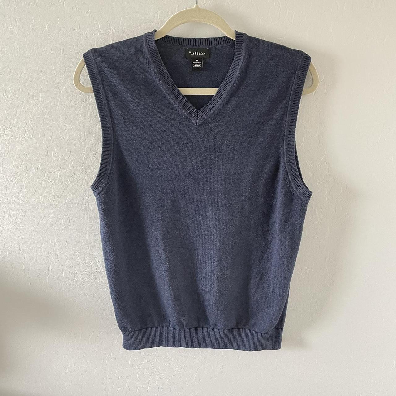 Navy Sweater Vest thinner soft material slight... Depop