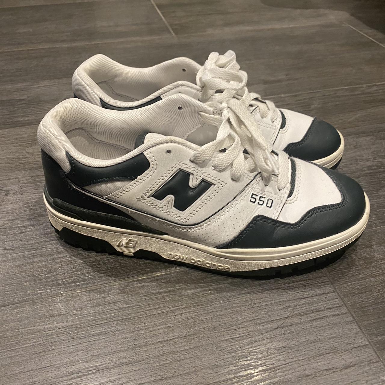 New Balance Women's White and Green Trainers Depop