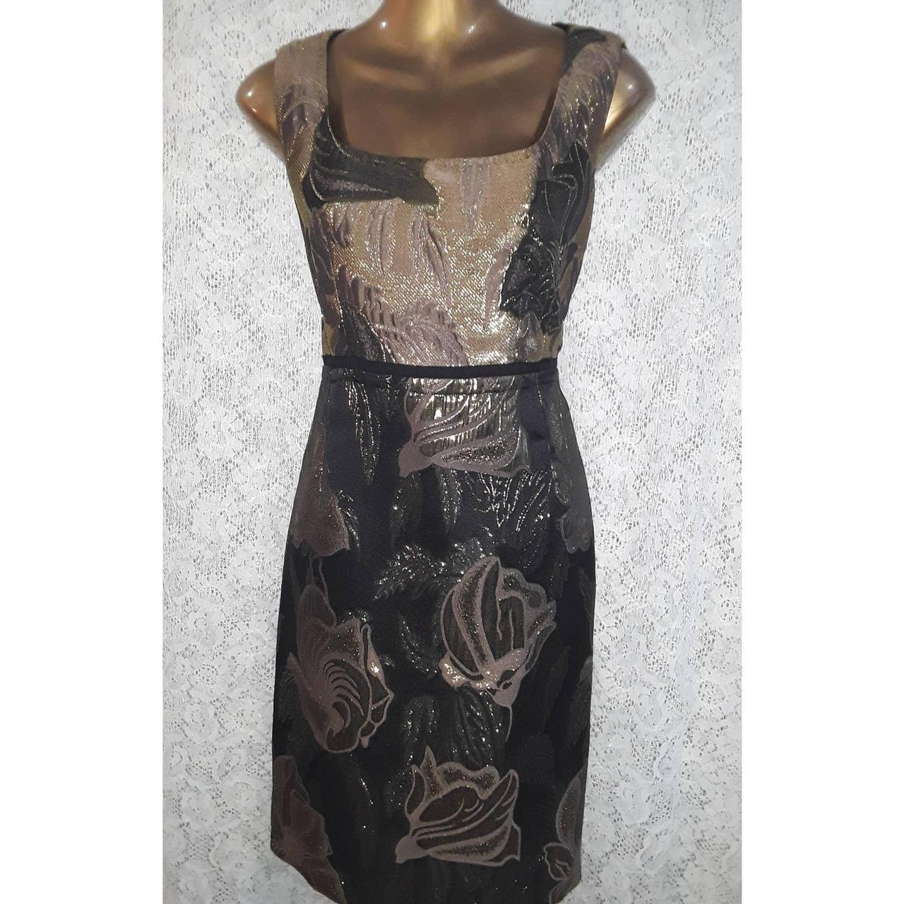 Tahari black hotsell and gold dress