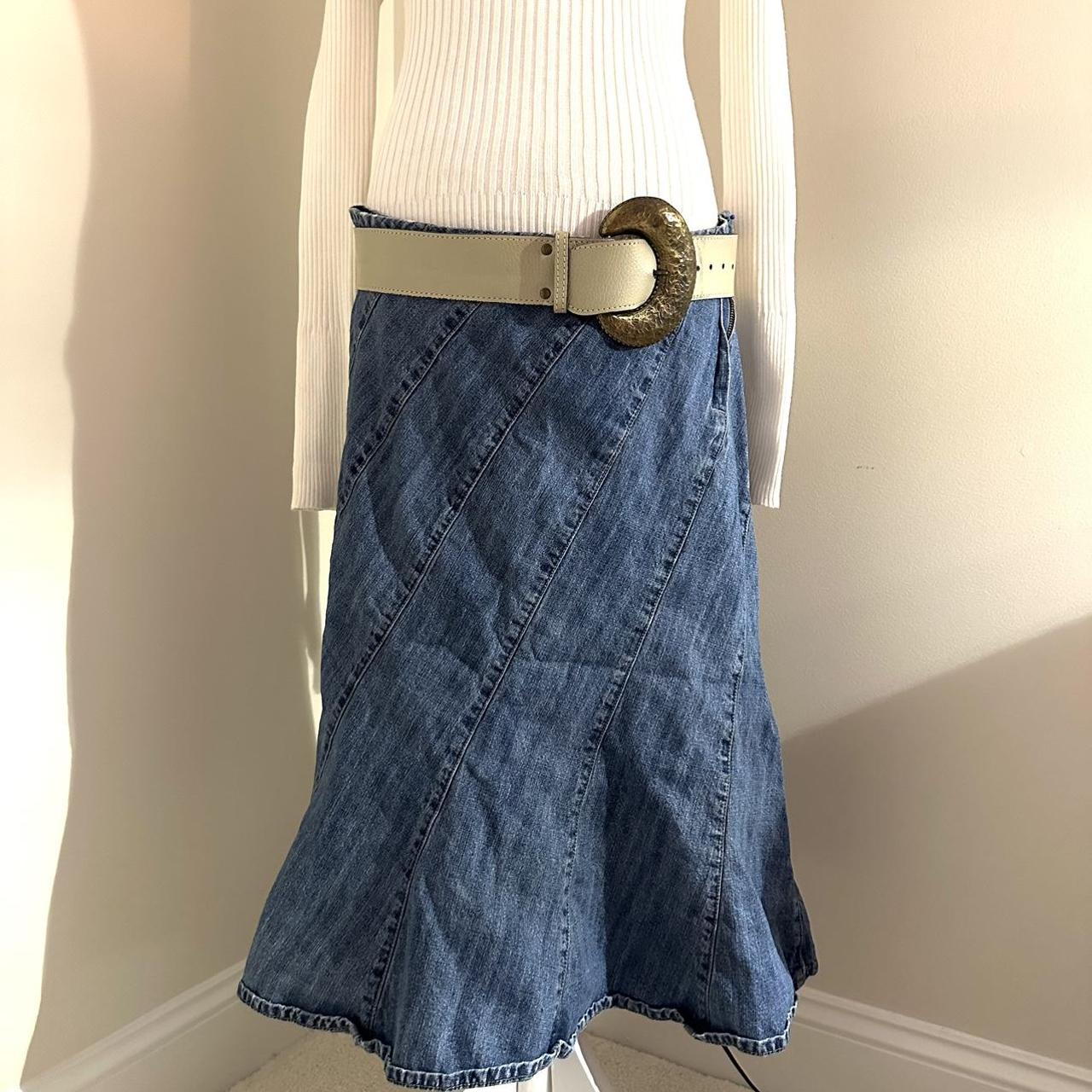 VINTAGE LONG DENIM SKIRT Vintage denim skirt has a... - Depop