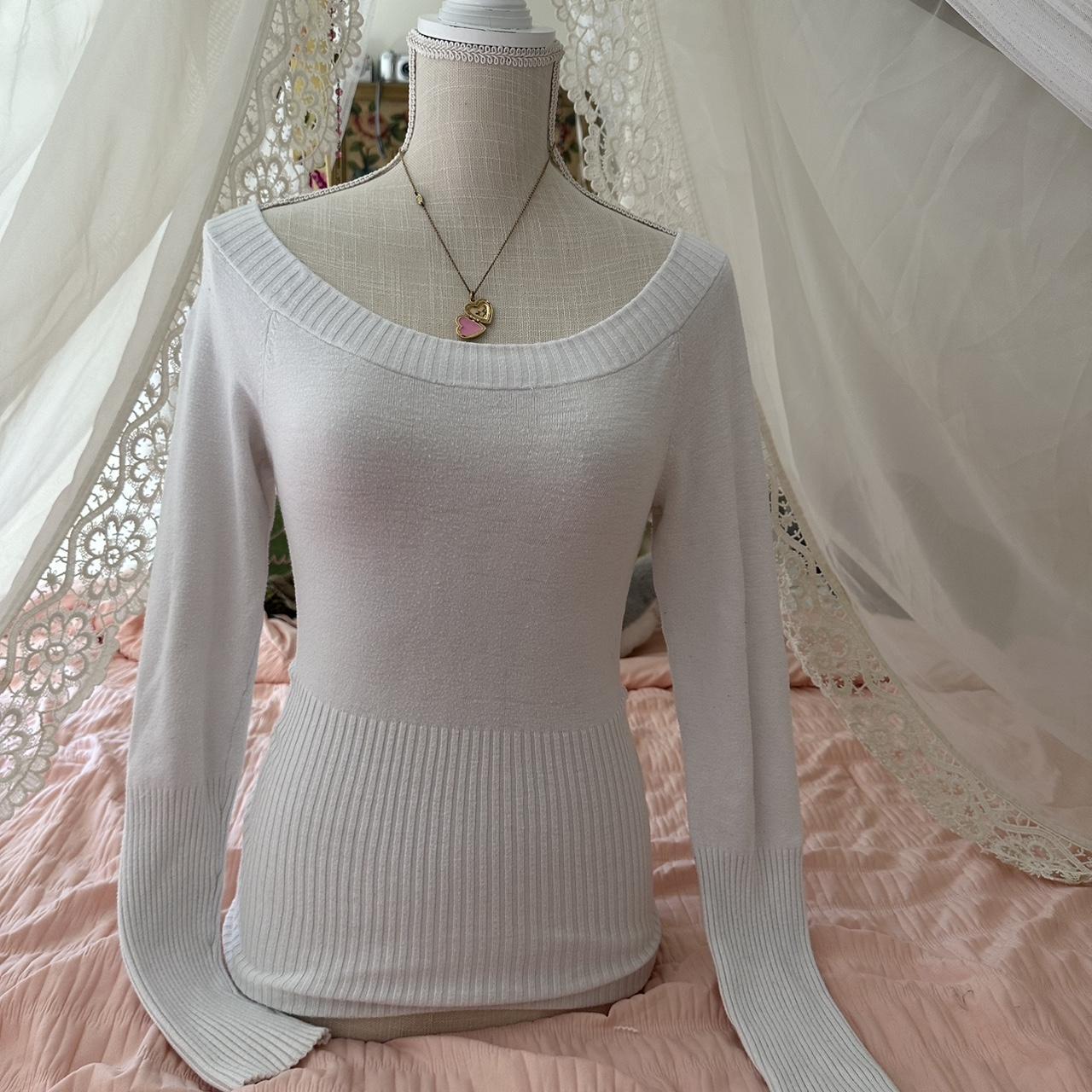 White Bebe Off Shoulder Sweater So Cute Fits Like A Depop