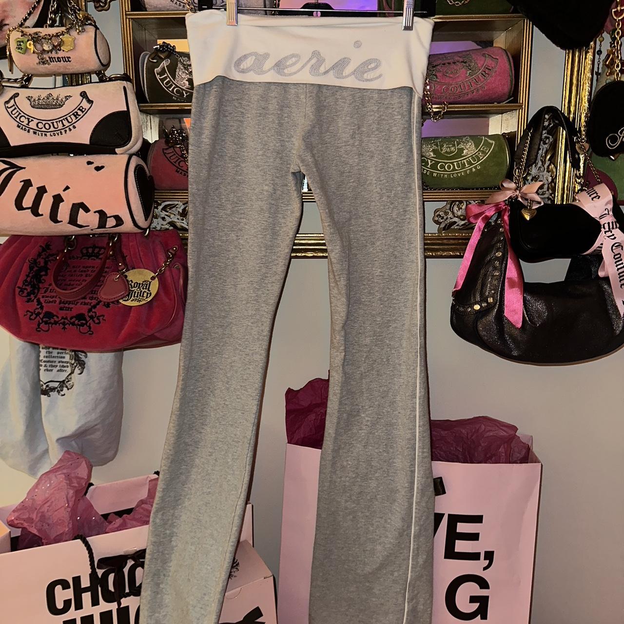 LIGHT GREY AND WHITE AERIE YOGA PANTS Super cute... Depop