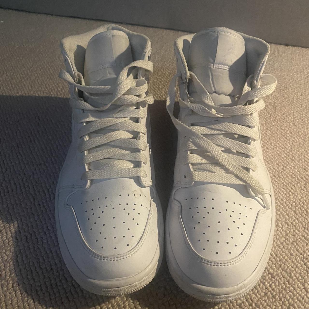 JORDAN 1 MID IN FULL WHITE UK SIZE 9.5 ACCEPTING... - Depop