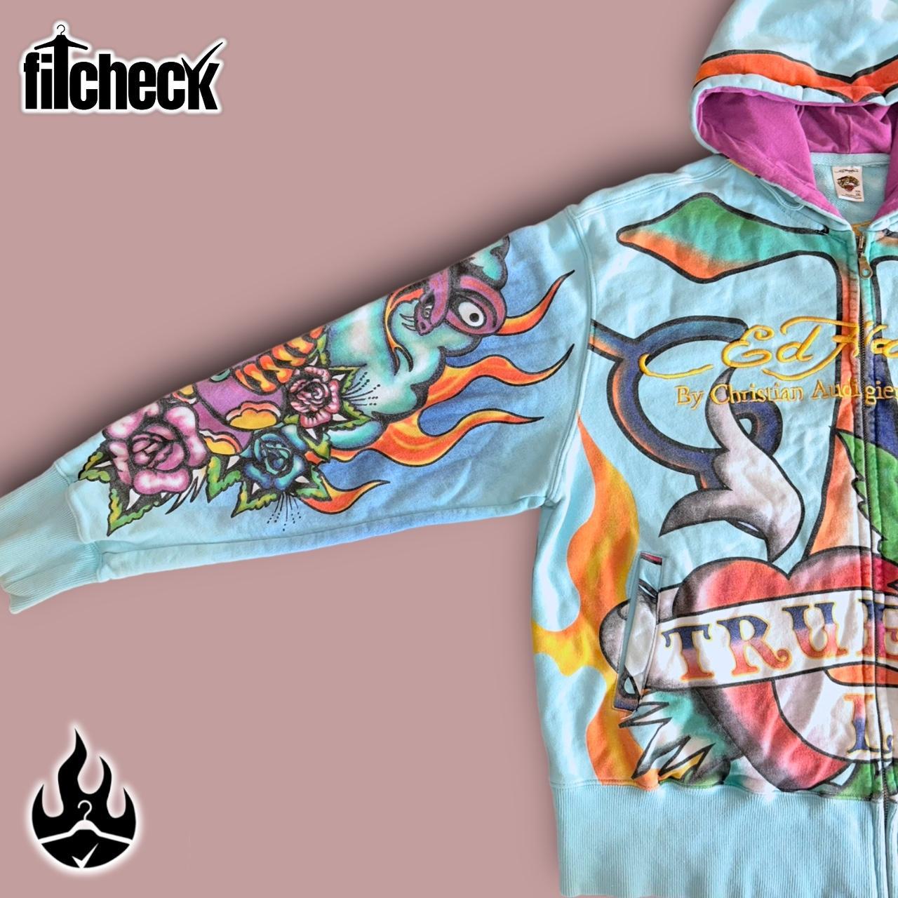 Ed Hardy by Christian Audigier zip-up sweatshirt w/... - Depop