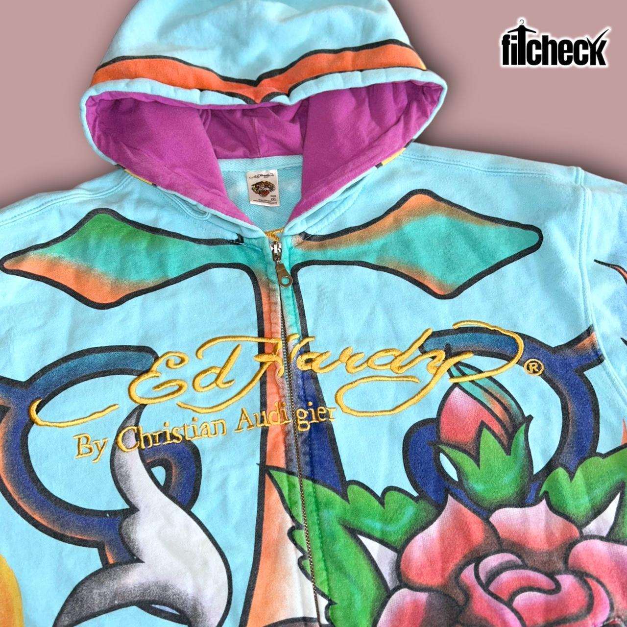 Ed Hardy by Christian Audigier zip-up sweatshirt w/... - Depop