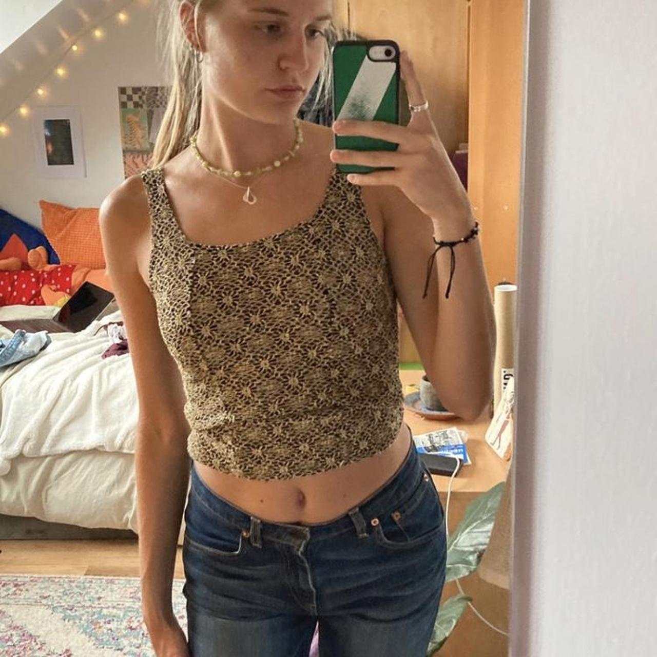 Daisy Mesh top Seen on size 8 - slightly mesh but... - Depop