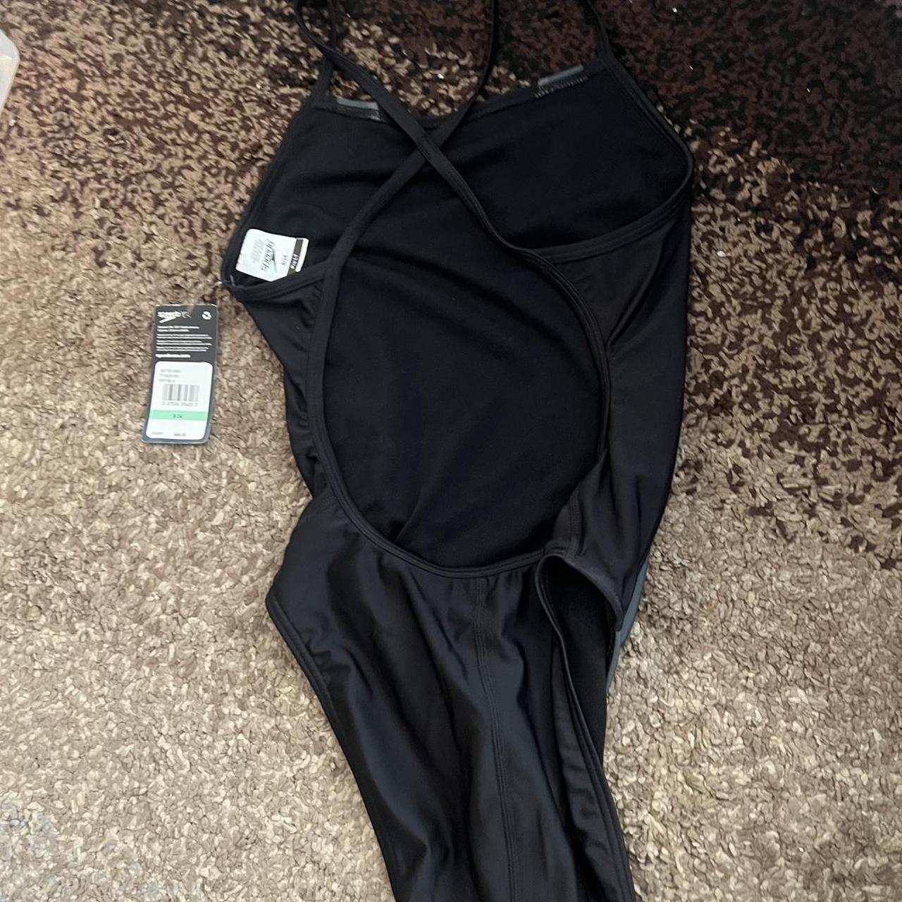 Speedo open back black one piece swimsuit Size... - Depop