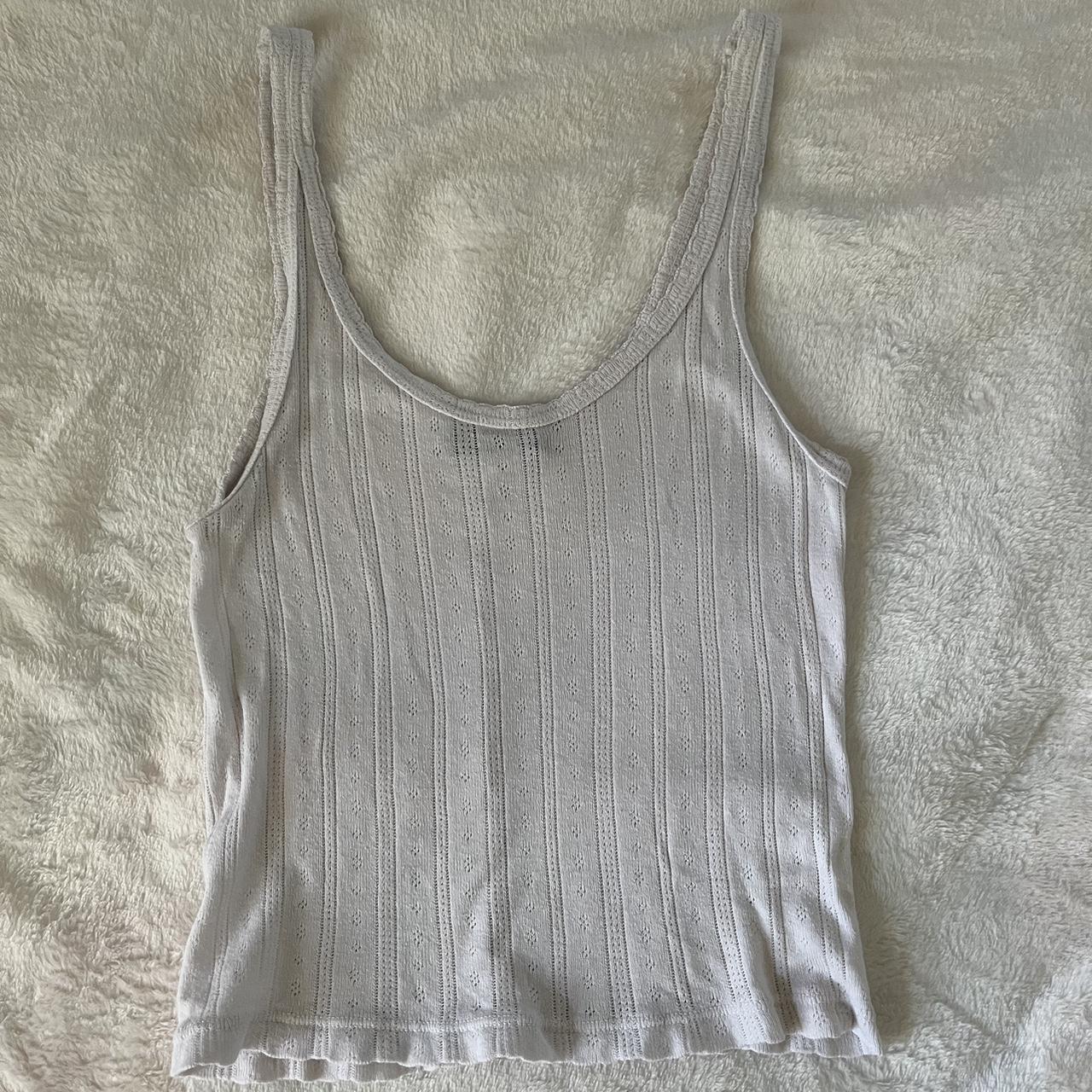 brandy melville white eyelet tank top looser and... - Depop