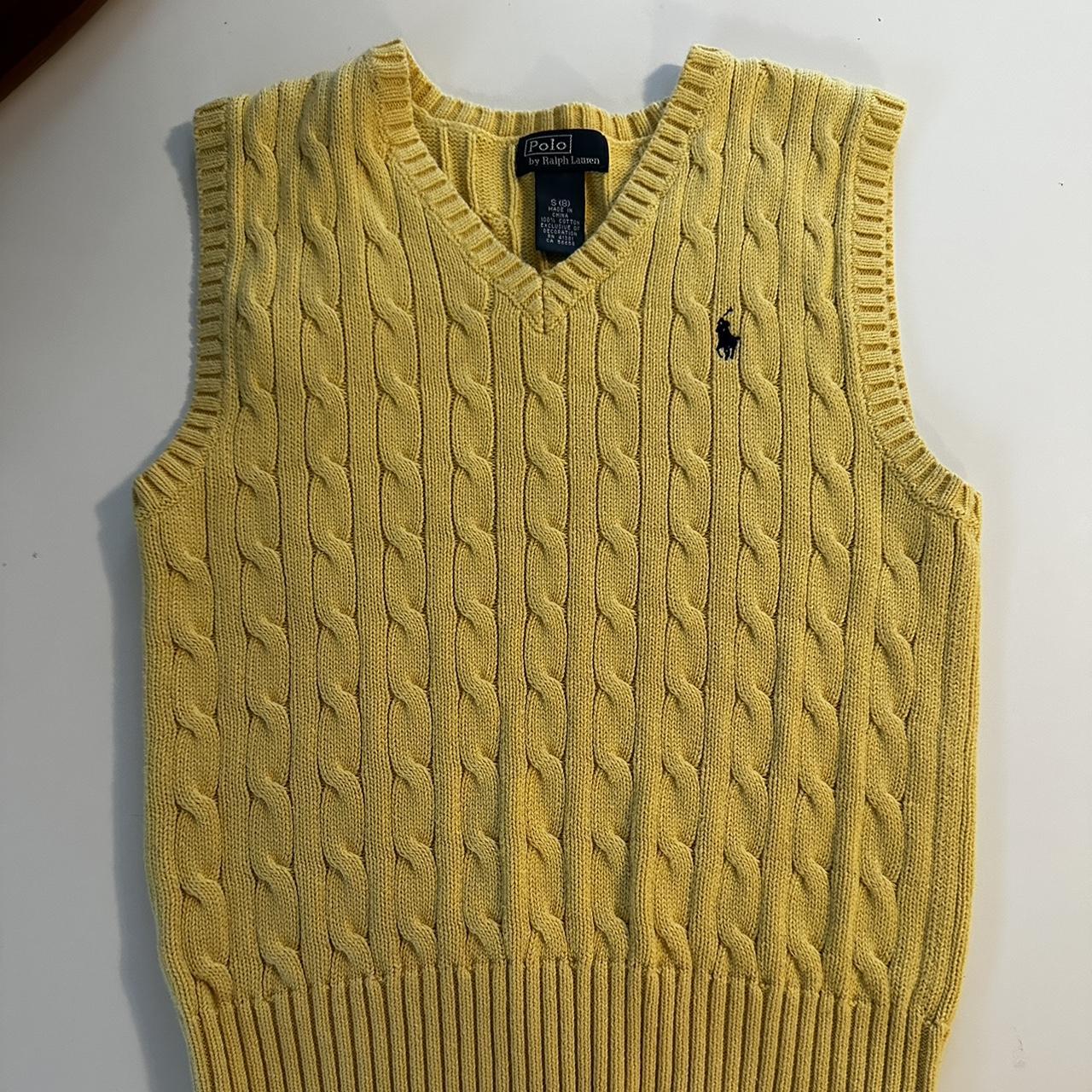 small polo knit vest - soft light yellow - images... - Depop