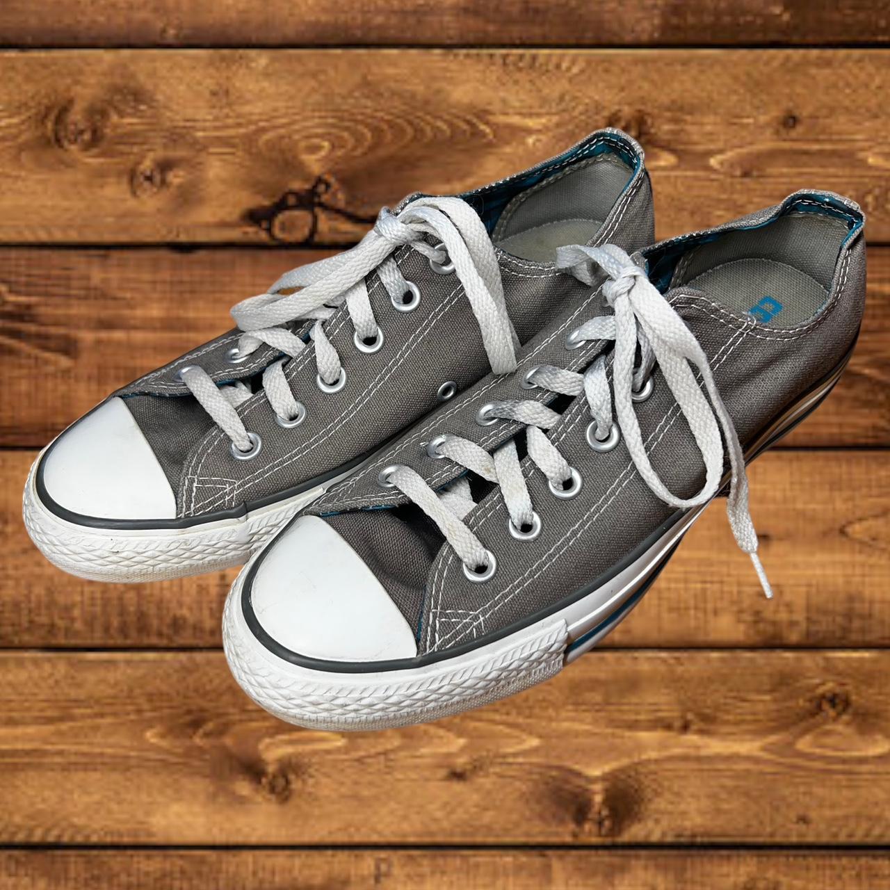 Converse Women's Grey and White Trainers Depop