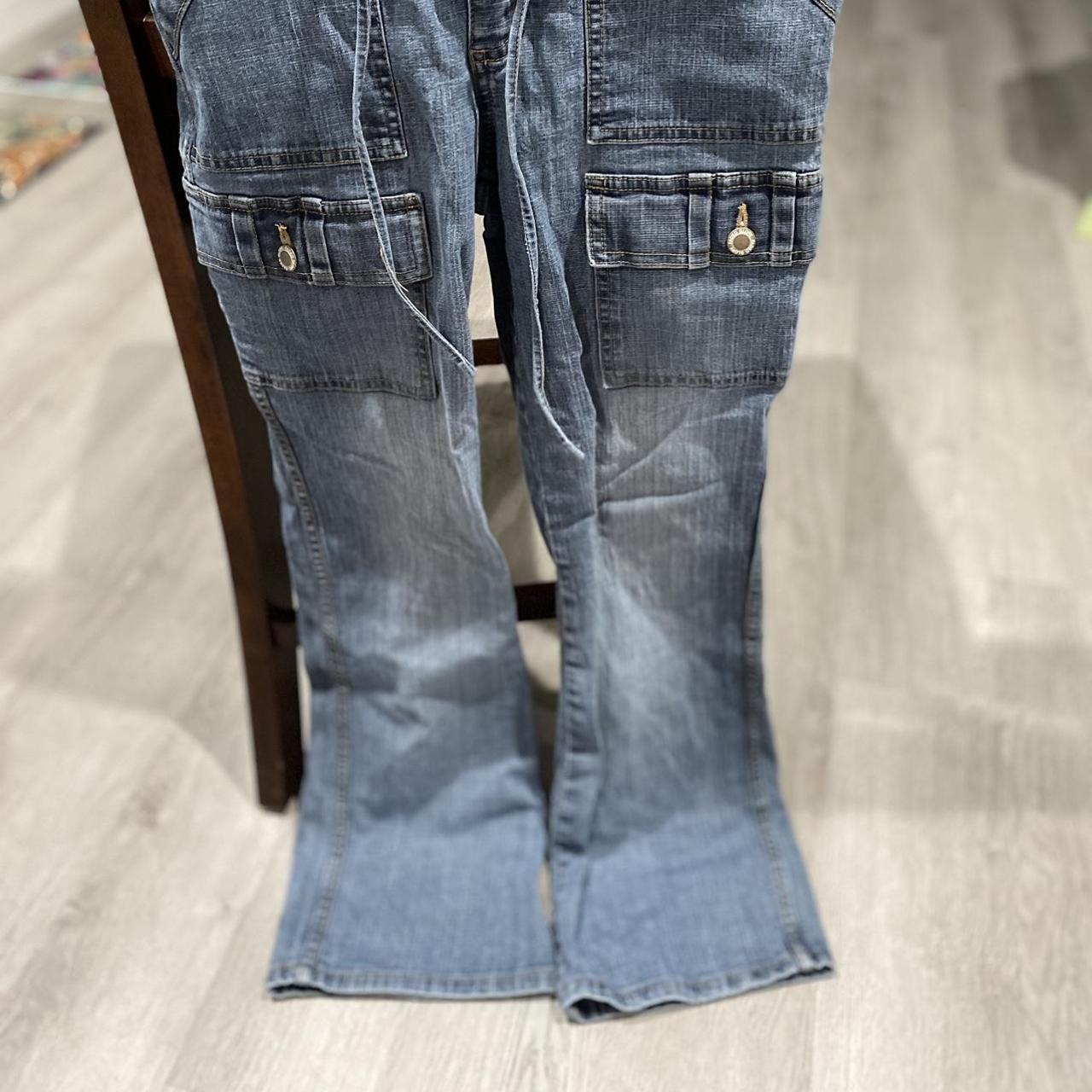 Vintage faded glory stretch cargo jeans size 4. - Depop