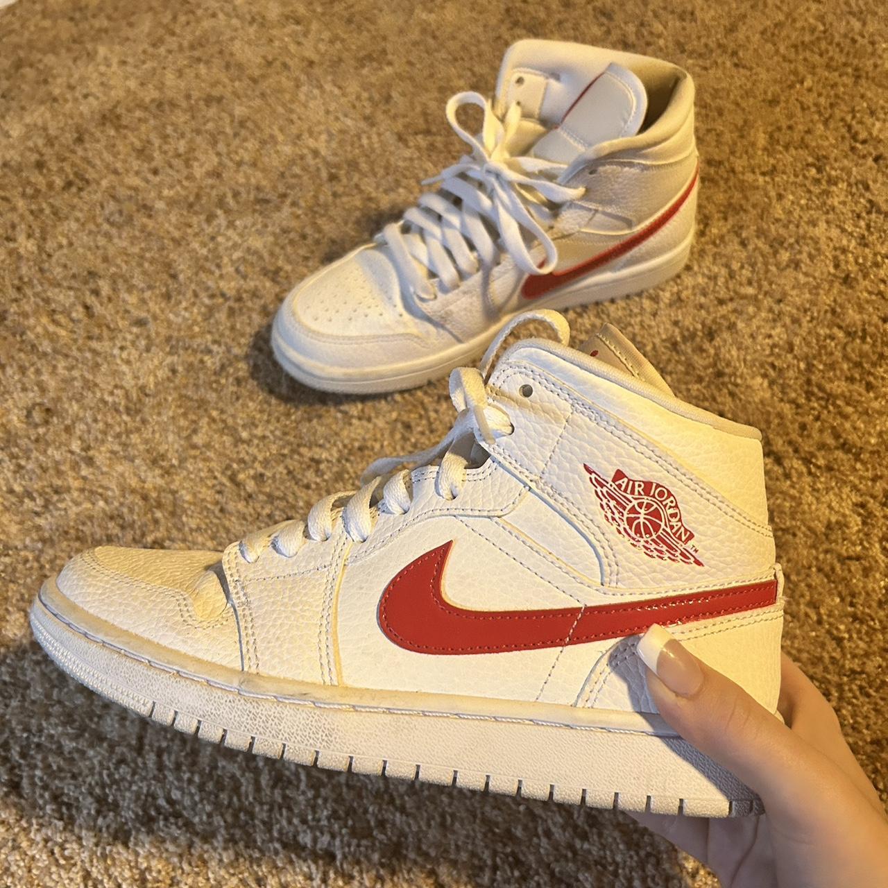 womens red white and black jordans